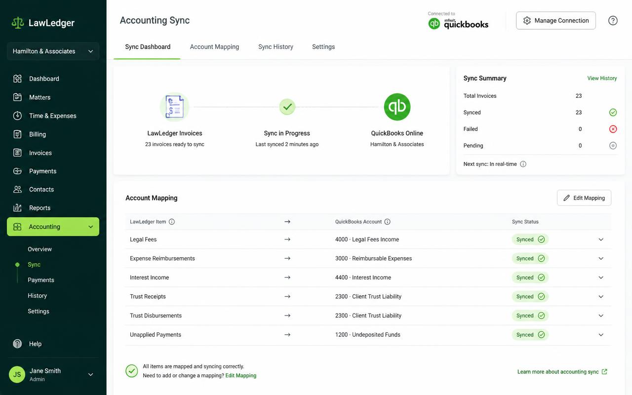 LeanLaw billing view