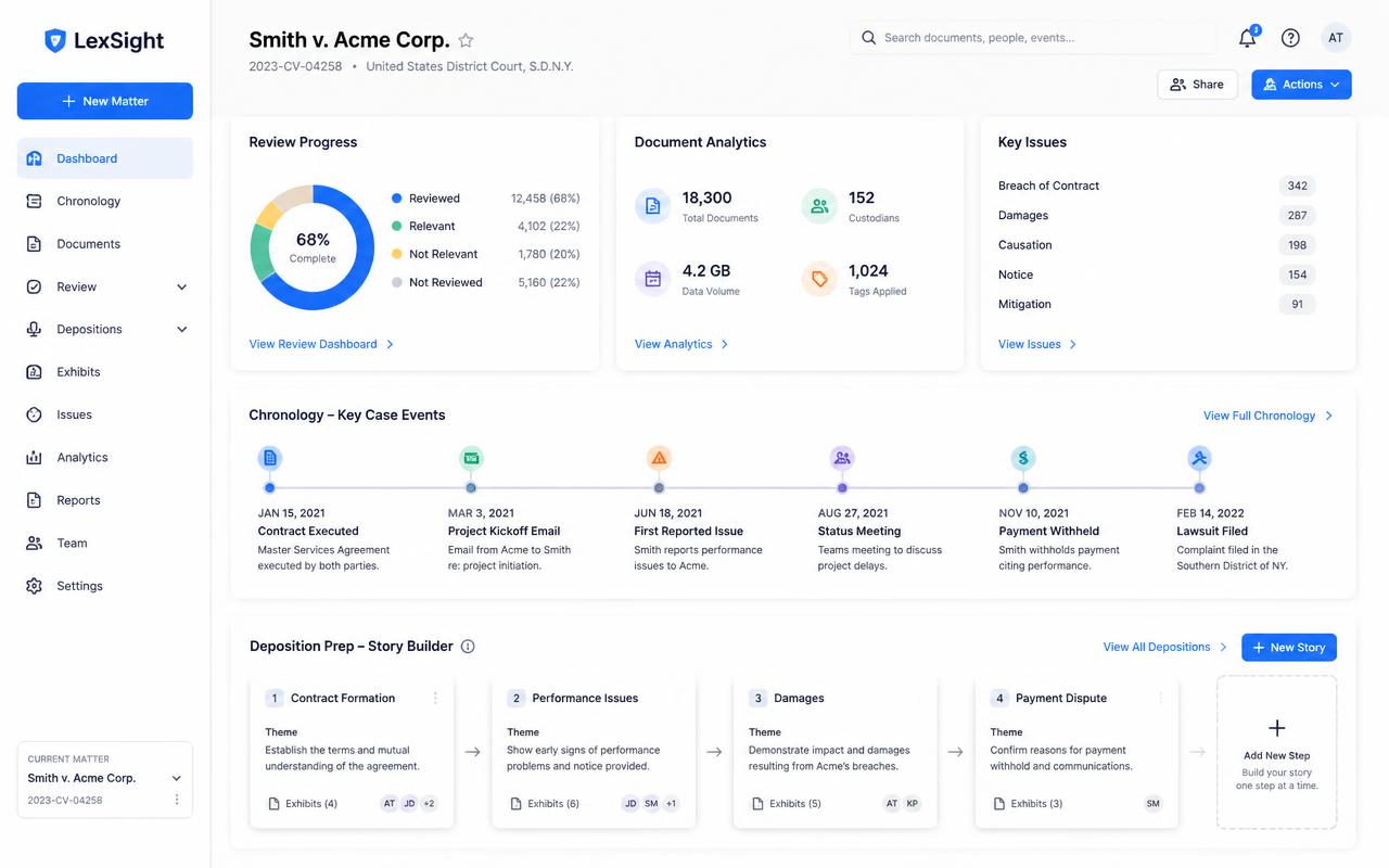 Everlaw reporting view