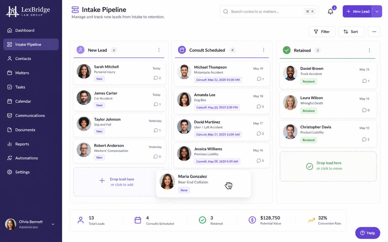 Lawmatics matter management view
